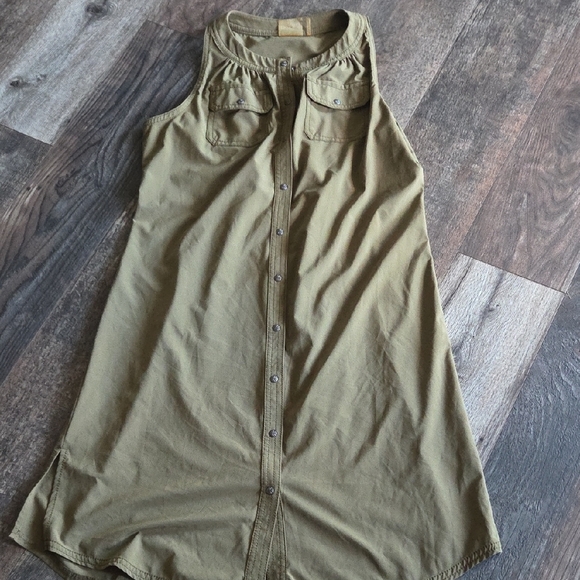 Athleta Khaki Button-Down Dress - Picture 2 of 6
